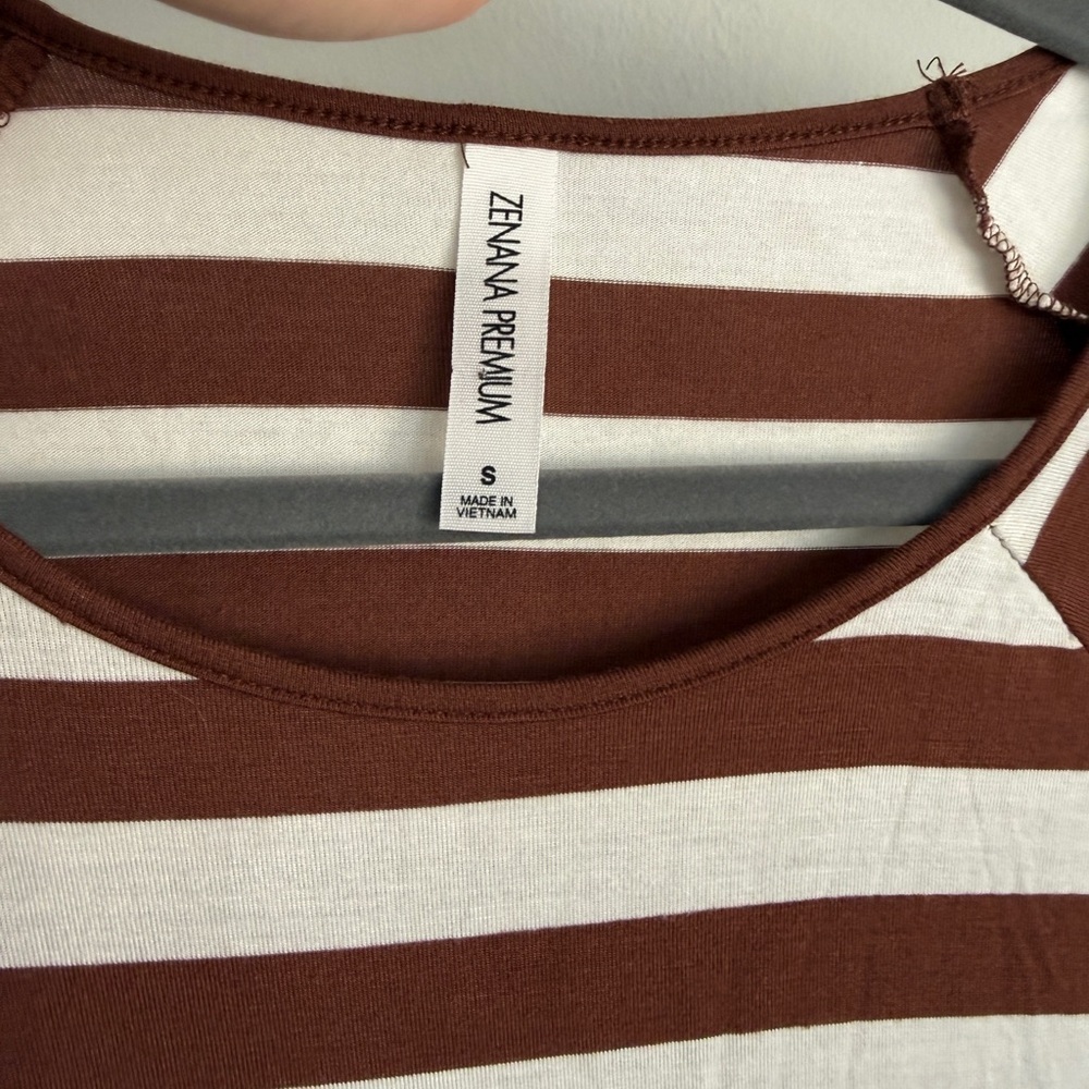 Zenana Premium Striped Elbow Patch Top - Picture 4 of 5